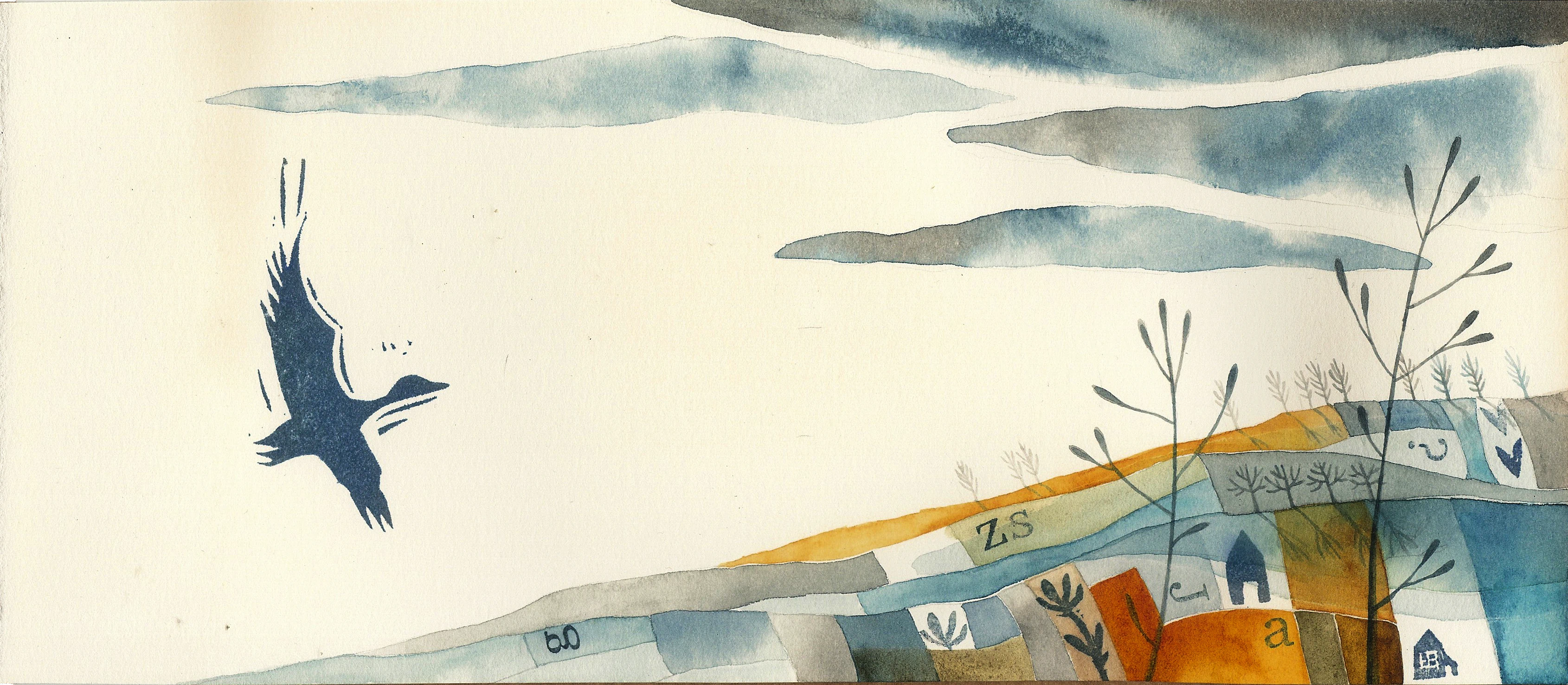 A logónk madara száll betűföldek felett a felhők irányába.